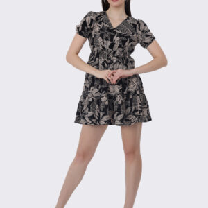 Birdie Women's Black Printed Short Dress
